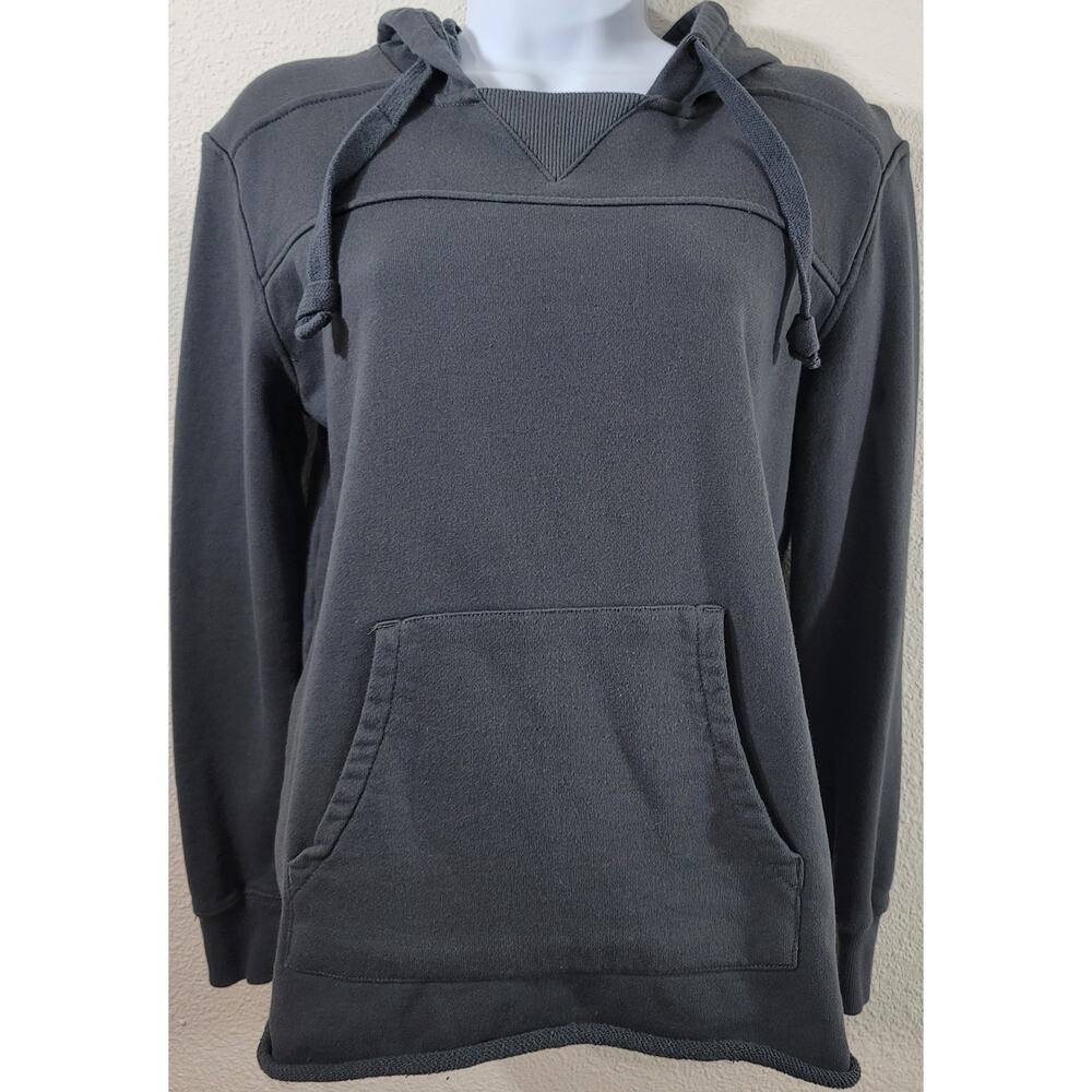 Modern Canvas Dark Gray Cropped Hoodie Sweatshirt Small Long Sleeves Soft Pocket
